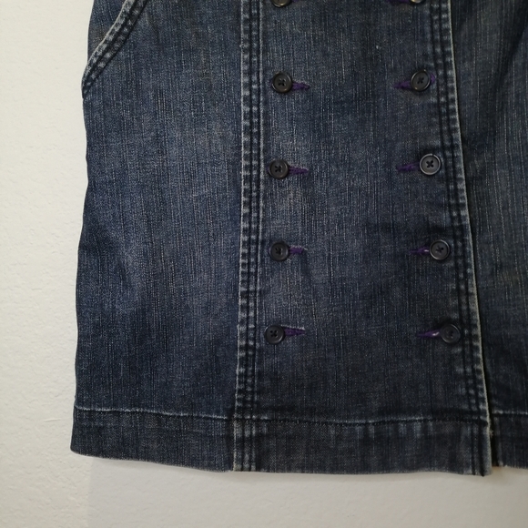 Anthropologie Bica Cheia Double Front Buttons Down A-Line Denim Skirt - Size 12 - Picture 3 of 8